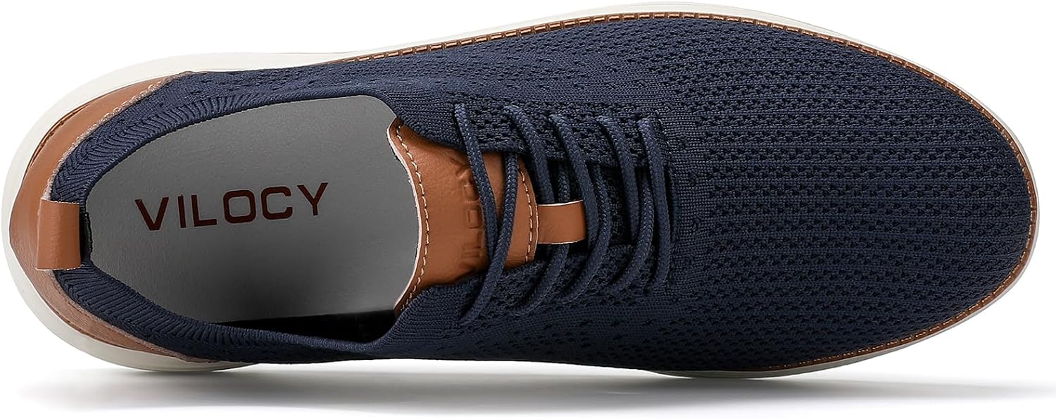 VILOCY Men's Casual Dress Sneakers Lace-Up Oxfords Business Mesh Breathable Walking Shoes Tennis Comfortable