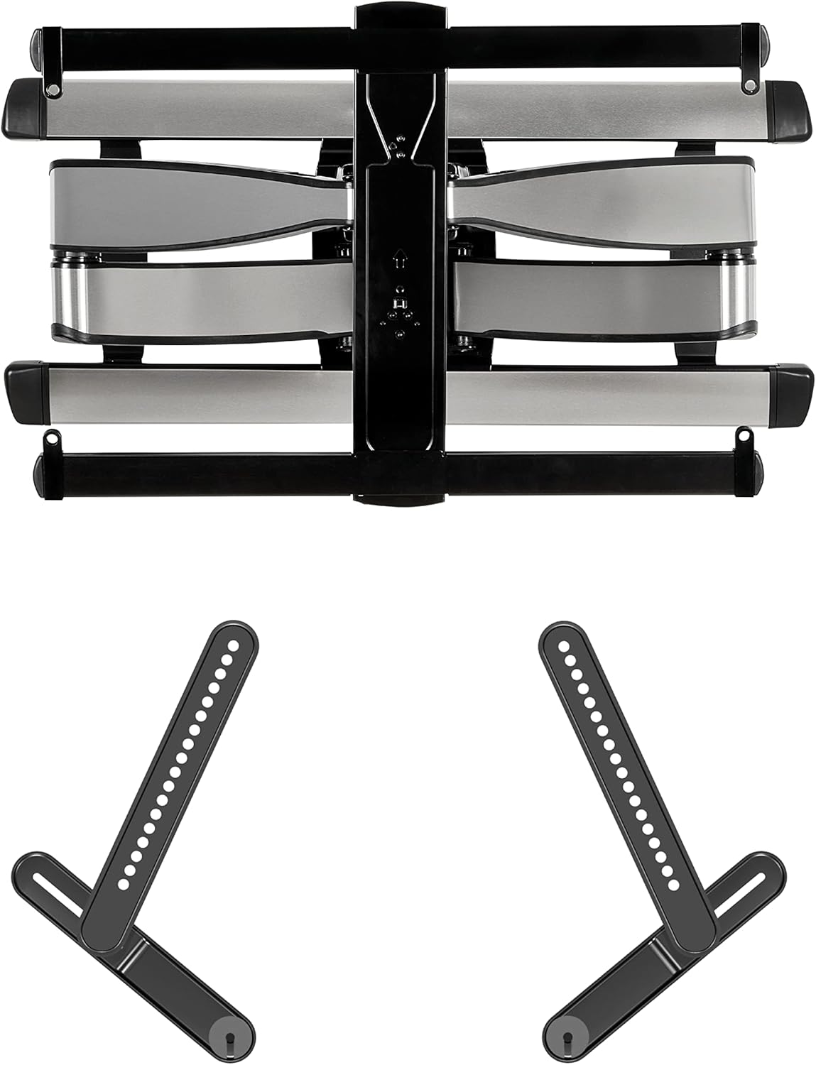 Sanus Premium Full Motion TV Wall Mount for TVs Up to 90" - Stainless Steel Finish with FluidMotion Design & Sanus Soundbar Mount for Most Soundbars up to 15 lbs - Easy Install