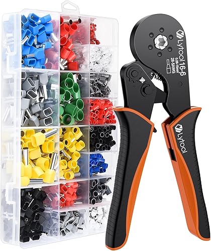 Lytool Kit de herramientas de prensado de virola, alicates de alambre de doble y una línea, crimpadora de virola hexagonal y kit de conector de 1200