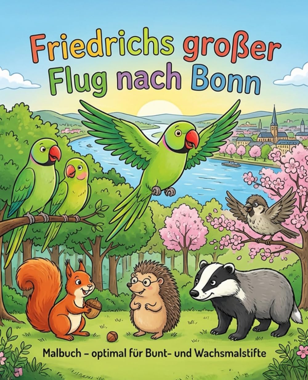 Friedrichs großer Flug nach Bonn: Ein Abenteuer in Bonn zum lernen und ausmalen