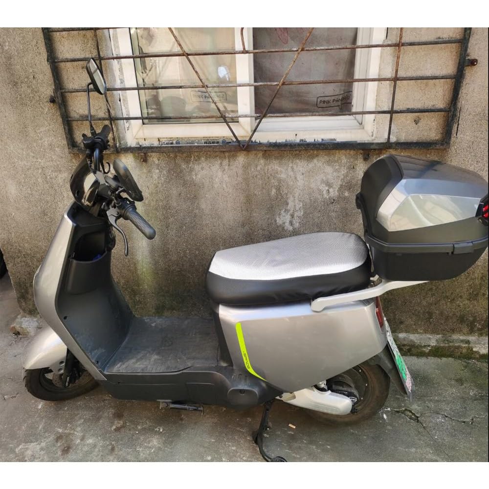 Baúl De Moto Impermeable Universal con Cerradura De Seguridad y Accesorios para Almacenamiento De Casco (Roja, 41x40x30cm)