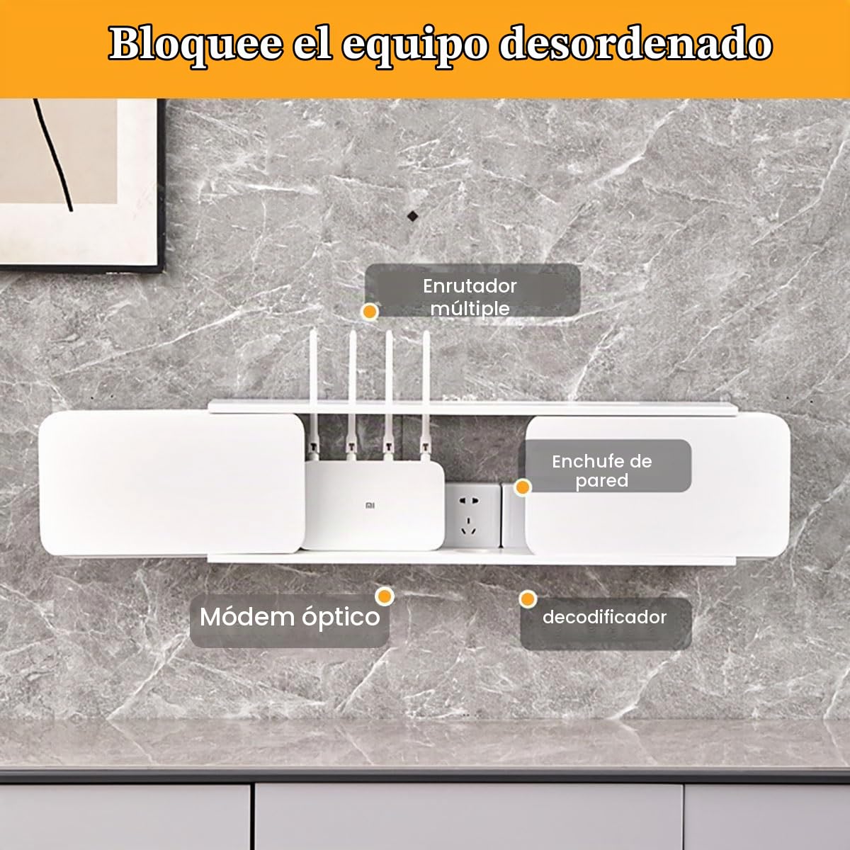 Estante de Pared de Madera para Router WiFi, Caja Oculta de Router, Cubierta de Cables y Módem, Armario de Router para Hogar y Oficina(White,L60cm/23.6in)