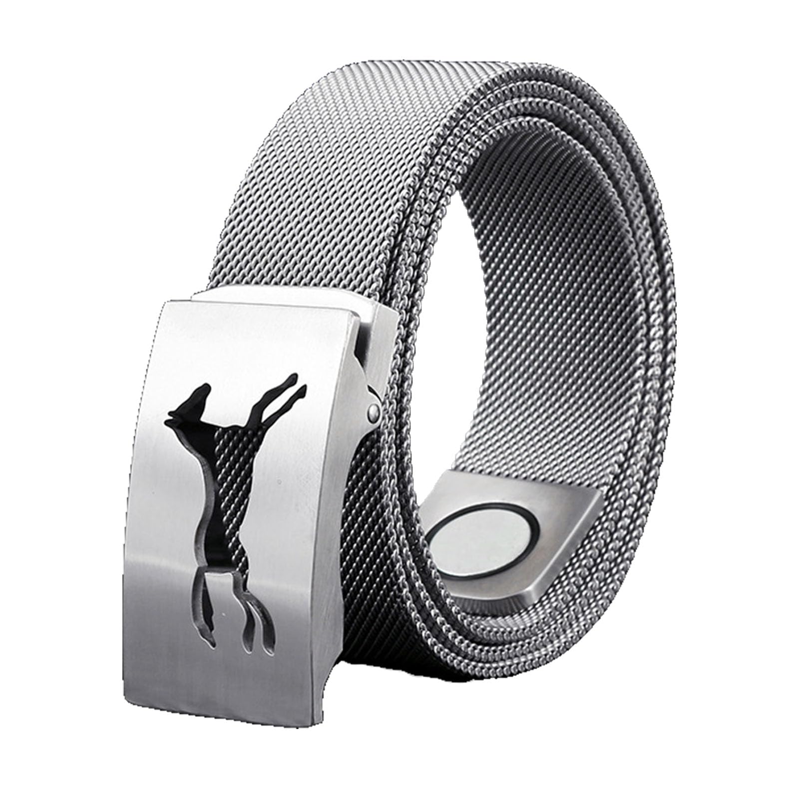 Ceinture pour homme en acier inoxydable, ceinture tressée magnétique en métal avec boucle automatique en acier inoxydable 3D avec animal