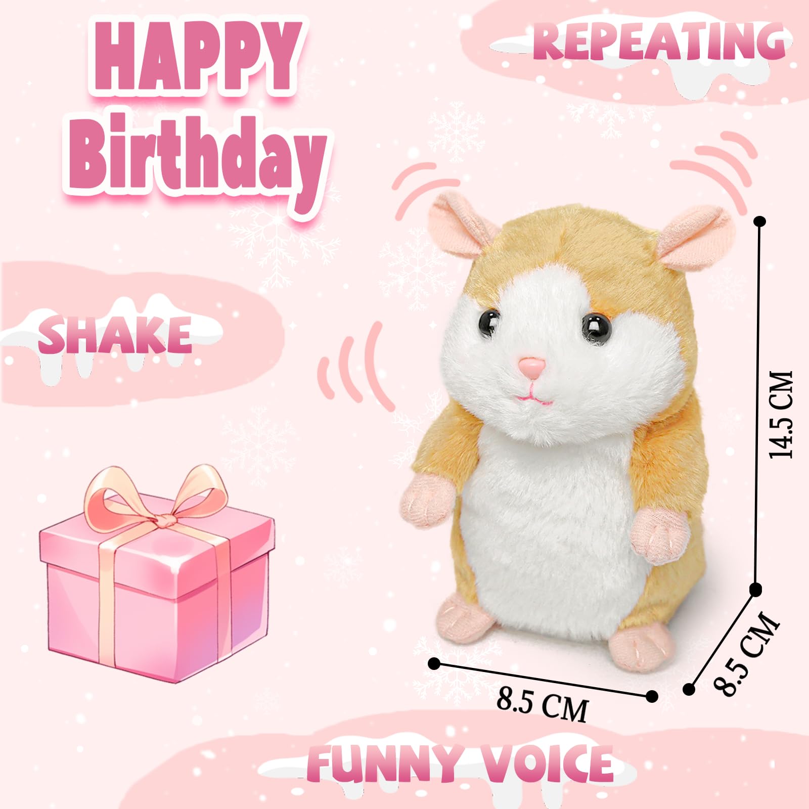 YH YUHUNG Parlant en Peluche Hamster Jouet interactif en Peluche pour Hamster, Répétez ce Que Vous Dites, Parler et secouer, dès 3 Ans