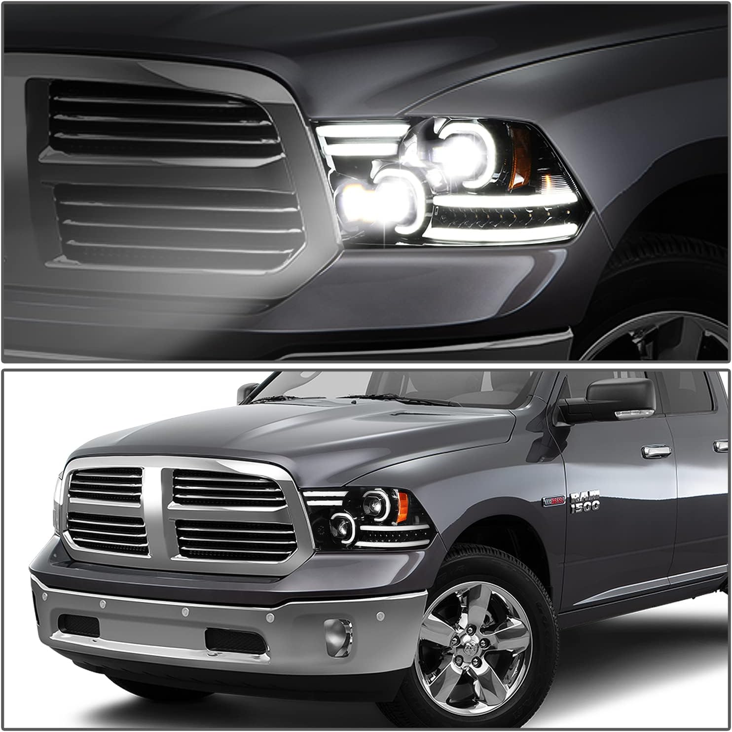 Contents of the headlight package including headlights, tools, and wiring accessories