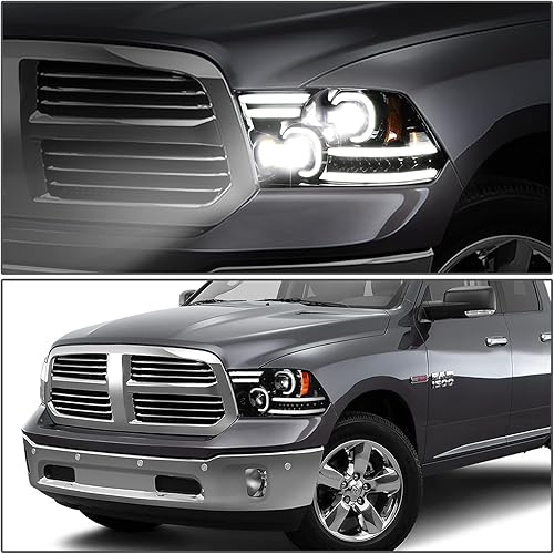 Miniatura 7 de DNA MOTORING HL-HAY-019-BK - Faros delanteros LED secuenciales de señal de giro de medio anillo compatibles con Dodge Ram 09-18 1500 10-18 2500 3500