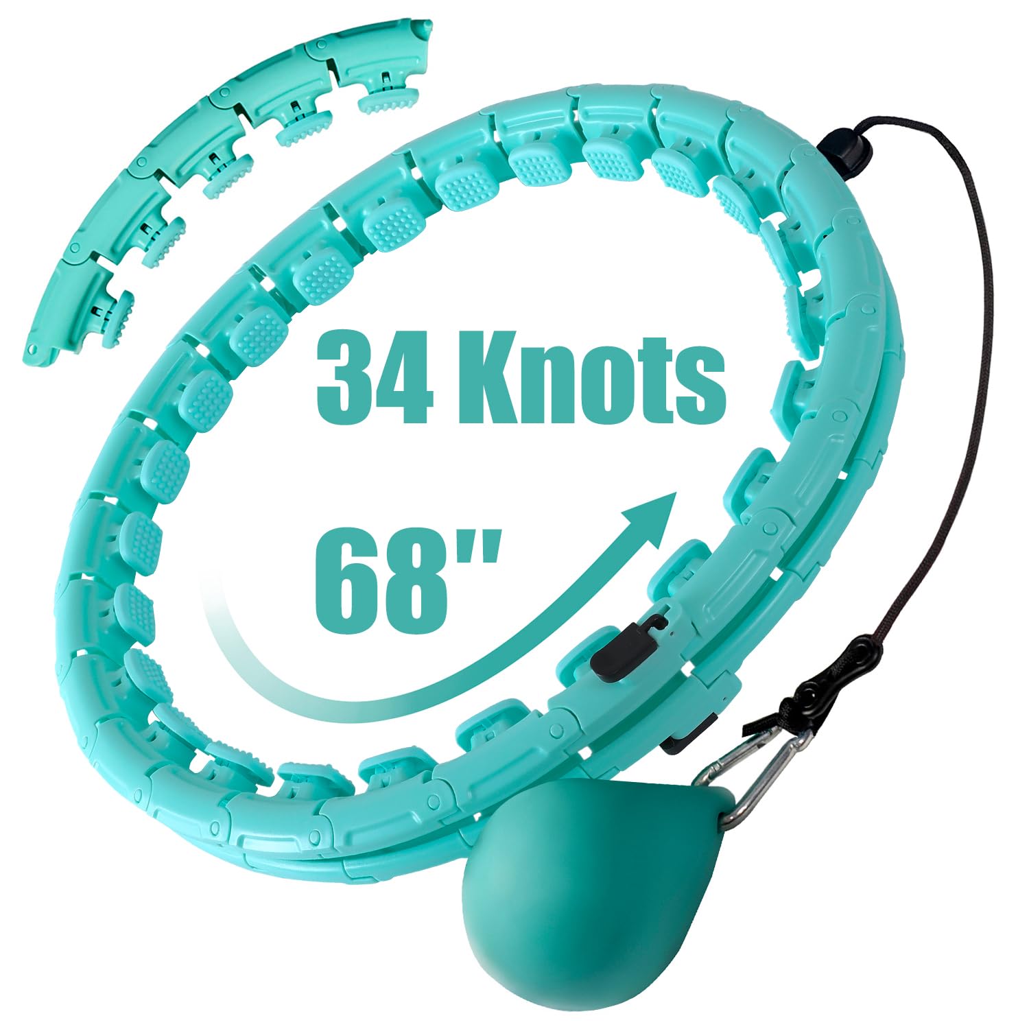 OurStarry Ważony inteligentny Hula Hullahub dla dorosłych Odchudzanie, Smart Hula Fitness Hoop Plus rozmiar, 24 odpinane węzły regulowane