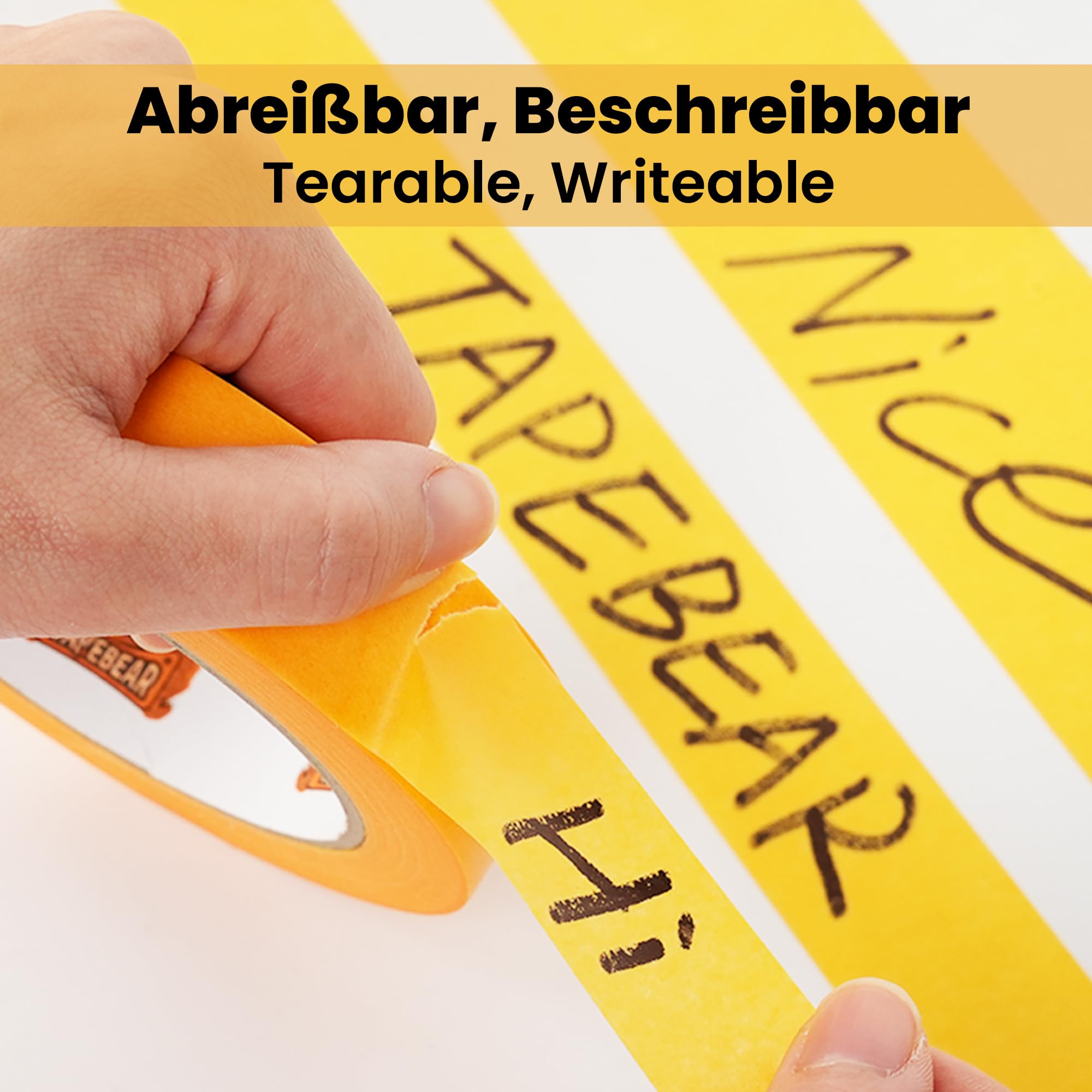 TAPEBEAR Nastro per Mascheratura 50m x 50mm, Nastro Adesivo per Pittura per Precise Verniciatura, Nastro di Carta Washi per Uso Interno, Rimozione senza Residui per 5 Giorni, 5 Rotoli