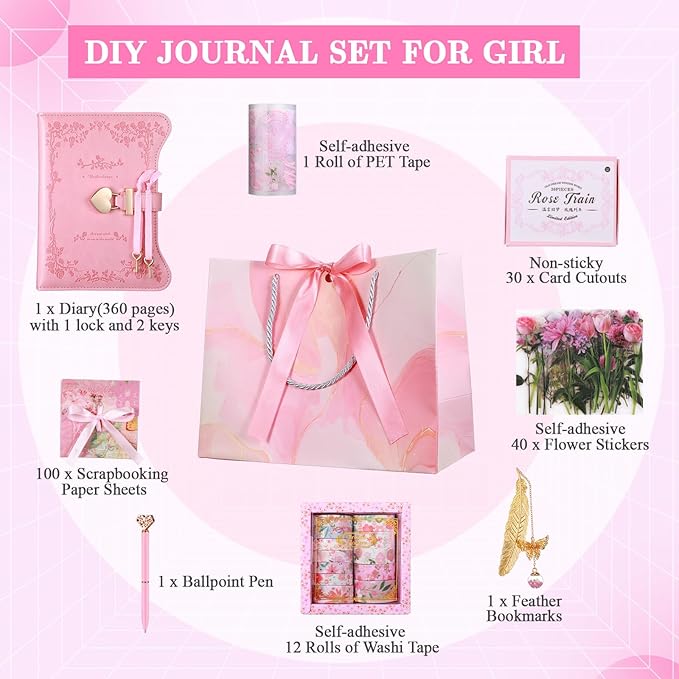 Kit Diario con Candado Janlaugh DIY Scrapbook para Mujeres miniatura 3
