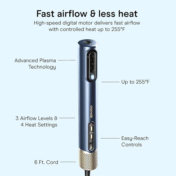 Conair DigitalAire Air Styling System, 4-in-1, Ionic Technology, Dark Blue