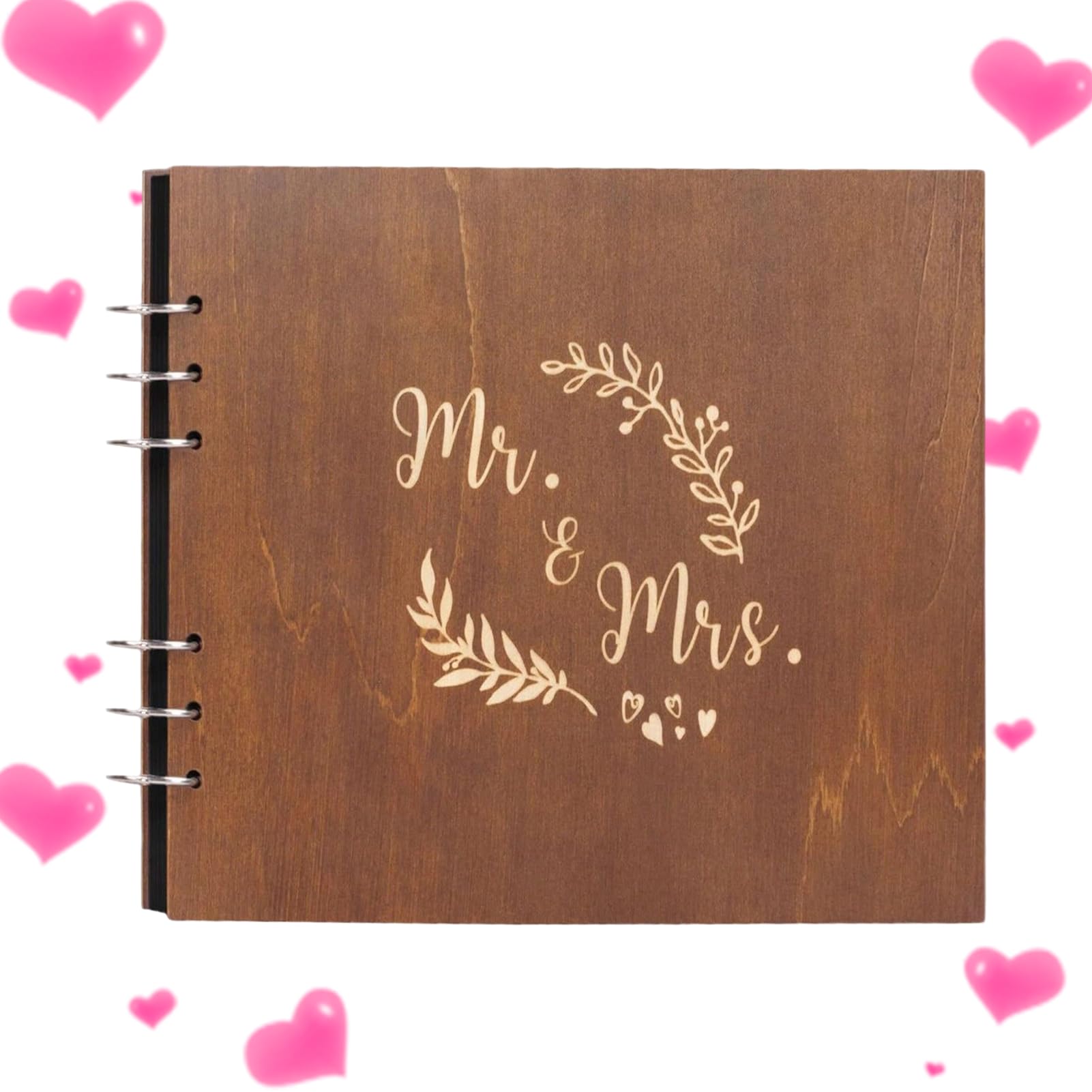 Articles de registre avec couverture en bois et livre d'or mariage événements