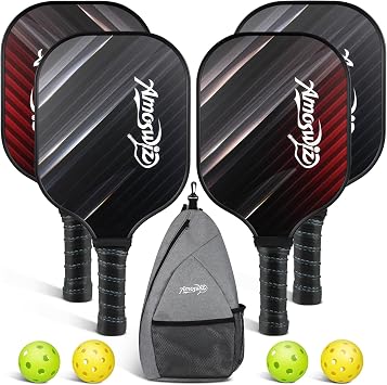 Pickleball Paddles Set of 4, 2/4 Pickle Ball Rackets with 4 Balls & a Backpack, Pickleball Gifts for Men & Women