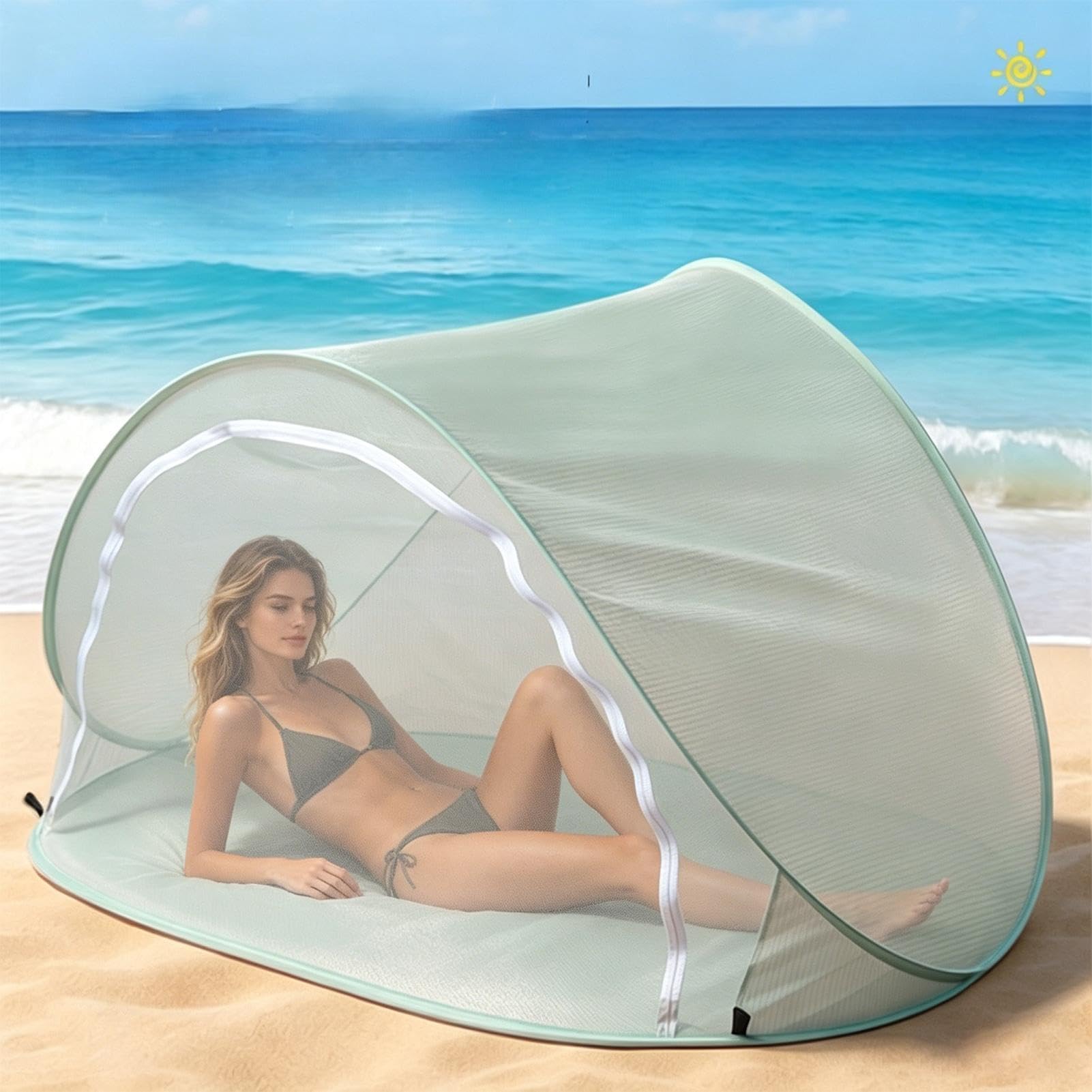 Grand pare-soleil pliable portable facile | Tente pare-soleil de bord de mer pour eau de mer, piscine, étang, camping, extérieur, jardin, camping, pique-nique