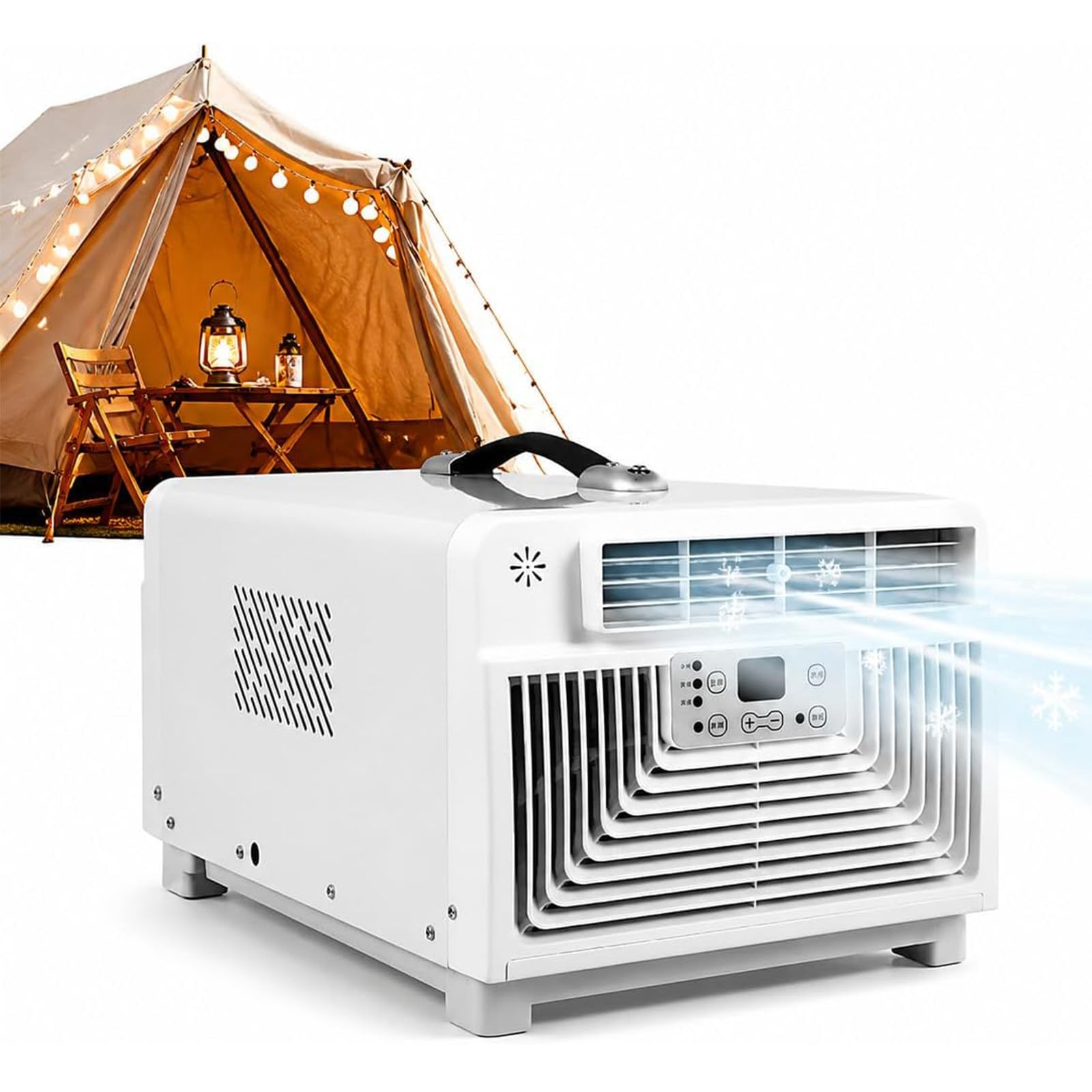 DDZJTPP Portable Camping Air Conditioner,Tent Air Conditioner,4-in-1 Quiet Small AC Unit 300W Low Power,12H Timer & Remote for Camping Tent Indoor & Outdoor Use Cold