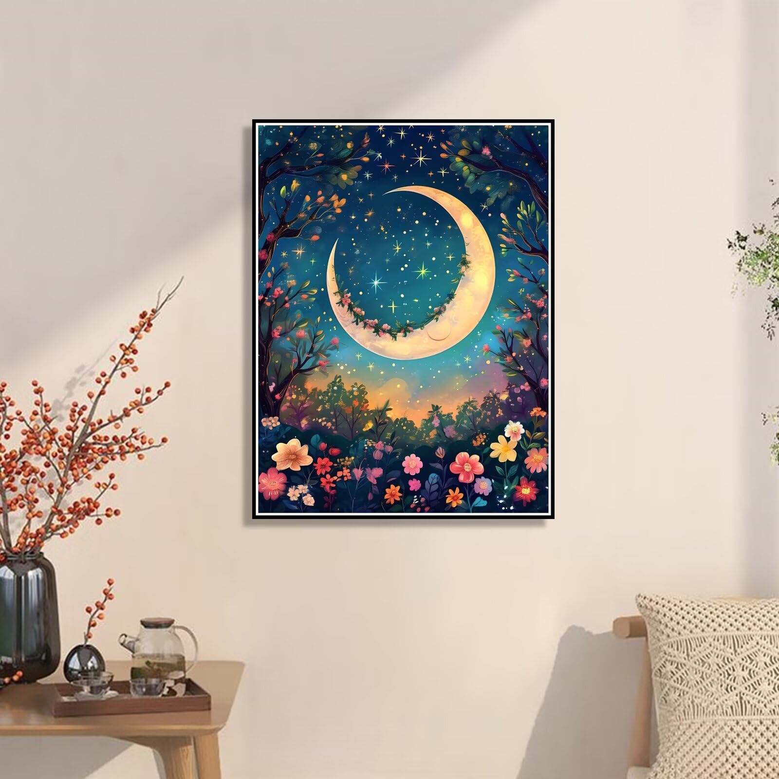 90 x 120 cm duży obraz z numerami dla dorosłych księżyc malowanie według numerów marzeń DIY dziecko i dziewczyna zestawy na płótnie prezent z 3 pędzlami i akrylami kobiety zajęcia kreatywne hobby