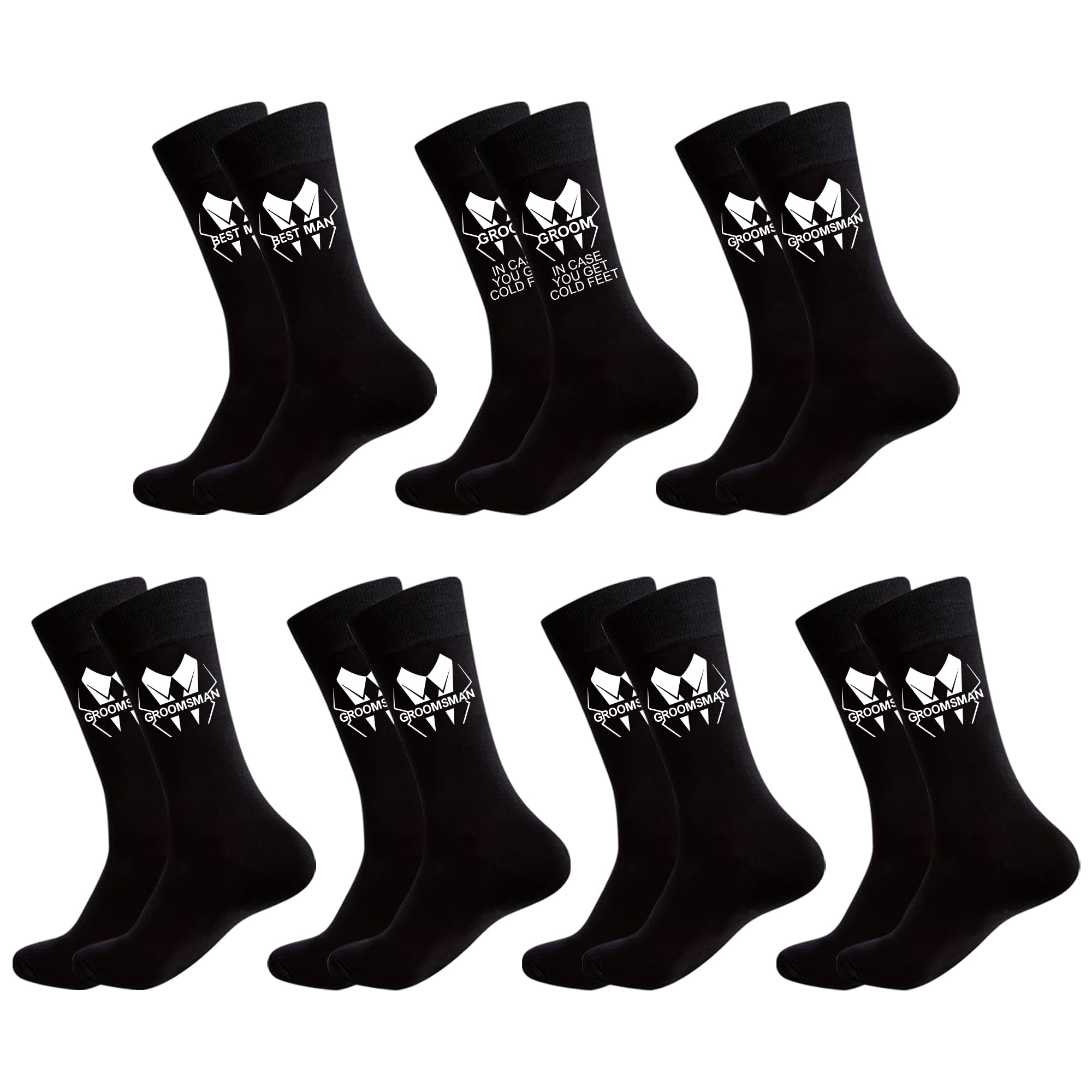 Lady&Home Men's D: 1 Groom, 1 Groom, 1 Grooms, 5 Grooms 7-Pack Cotton Grooms Socks For Wedding, Bachelor Party, Proposal - Gift For Groom, Best Man And Groomsman