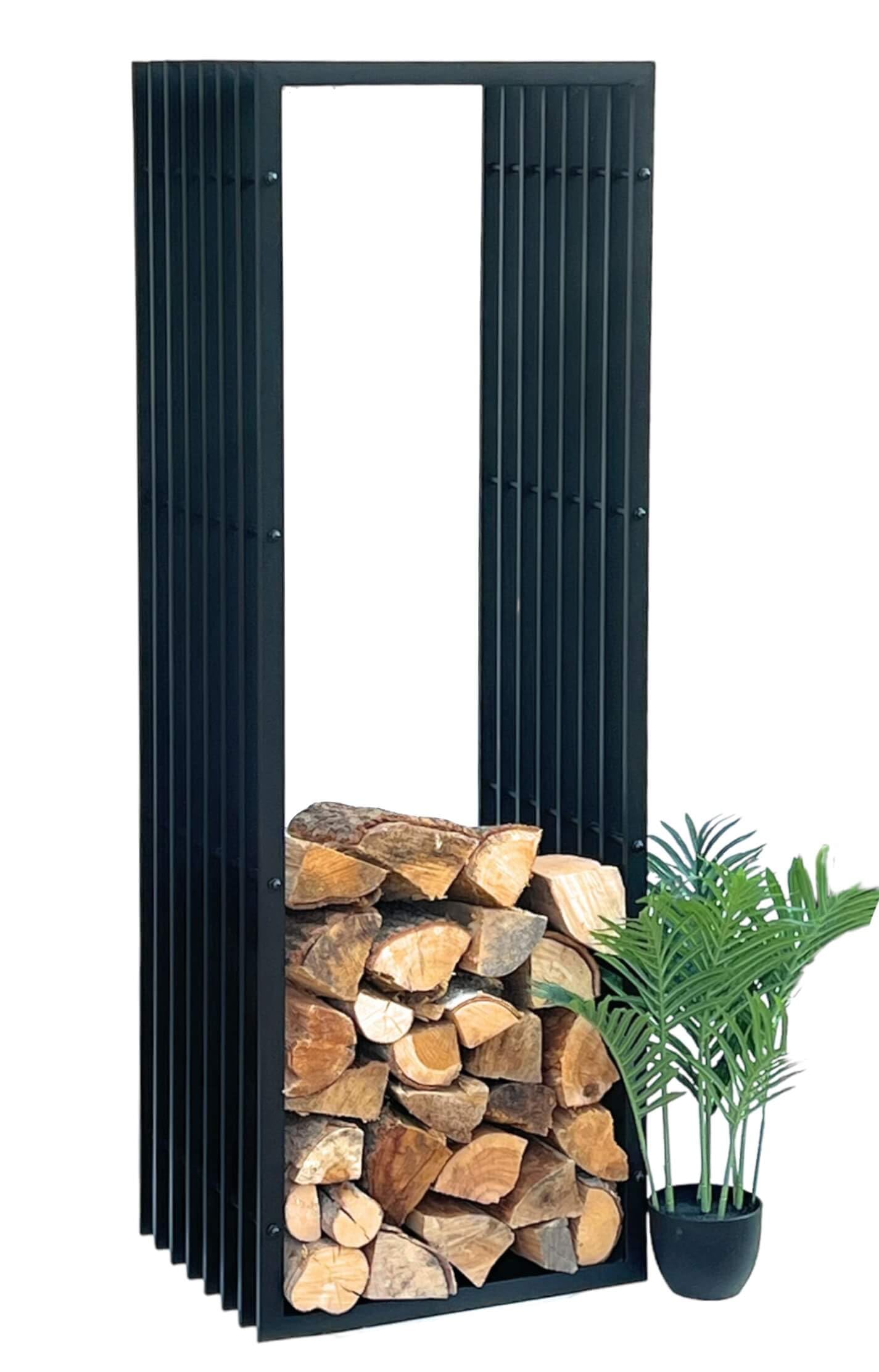 DanDiBo Scaffale per legna da ardere, interno in metallo, nero, 96430, 150 cm