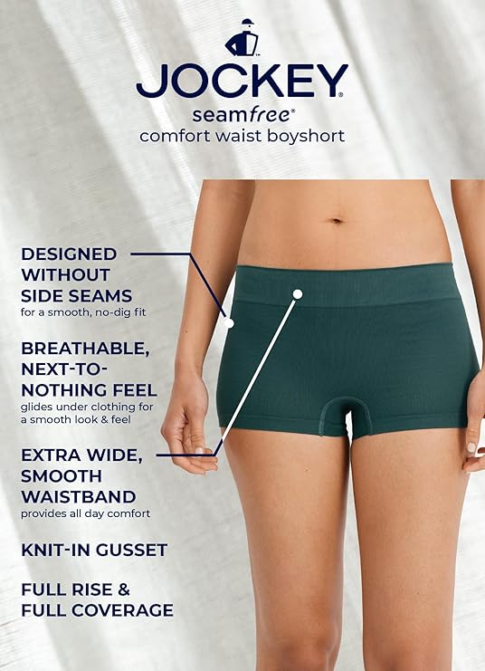 Jockey Women's Underwear Seamfree Comfort Waist Boyshort