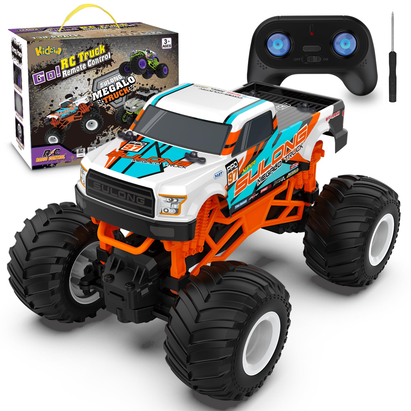1:16 Scale RC Monster Truck - 2.4GHz All Terrain Car for Kids 4-12, 20 Km/h Off Road RC Truck, Christmas or Birthday Gift