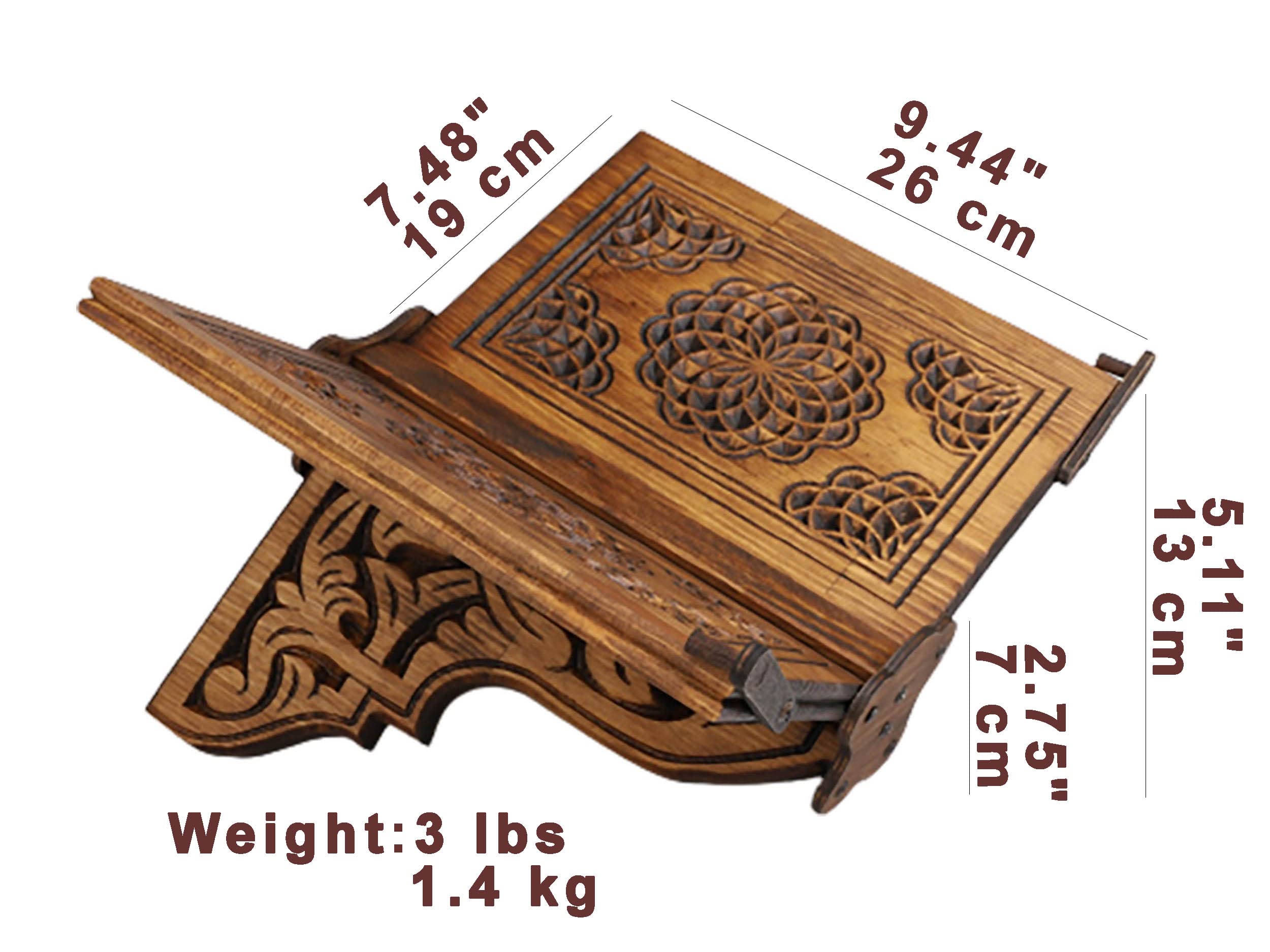 Soporte para libros de oración, regalo de Ramadán, Rihal Rehal, regalo tallado de madera (V Rihal)