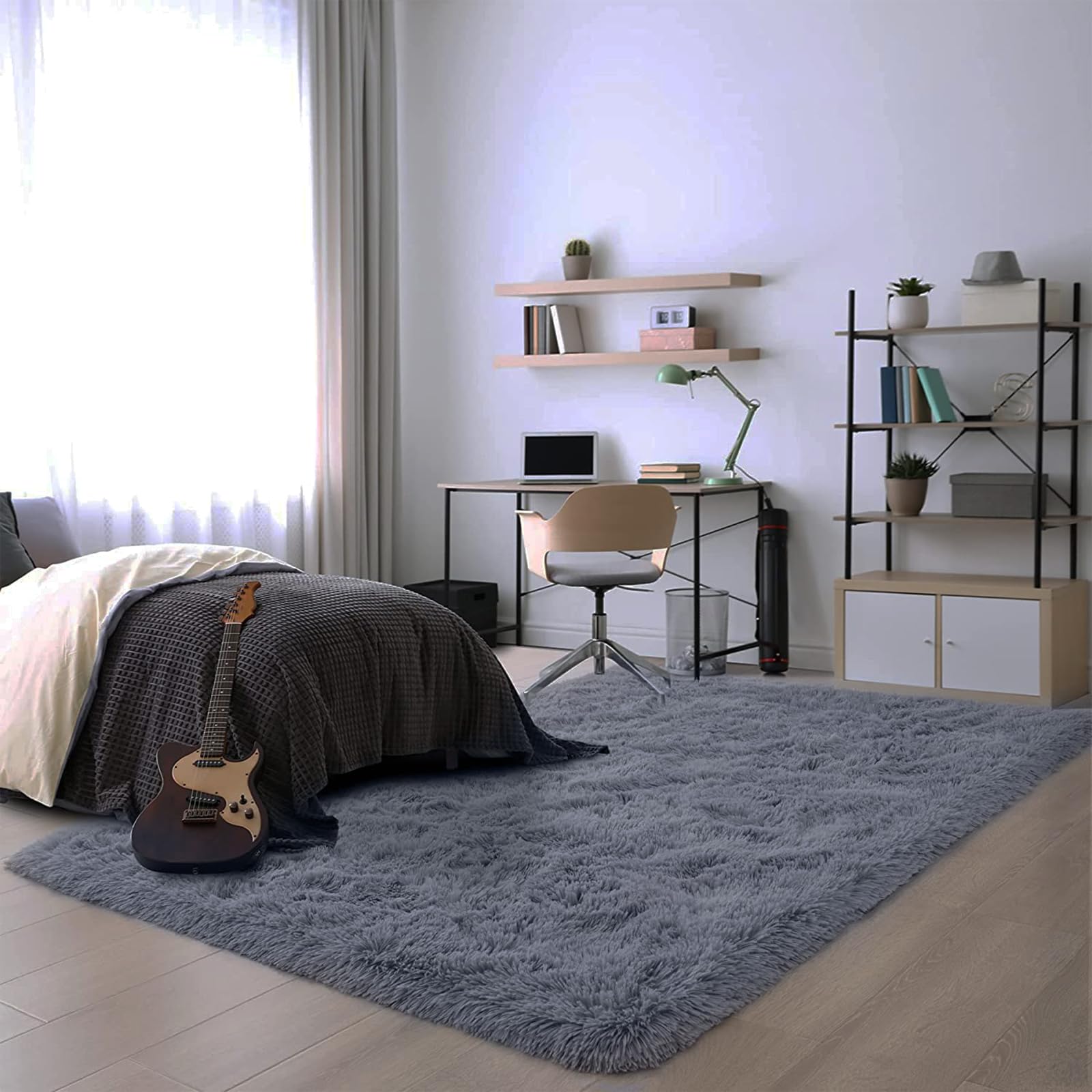 Morbido Tappeto a Pelo Lungo Antiscivolo Shaggy Rettangolare Tappeto Salotto Pelo Lungo Soggiorno per camera da Letto Soggiorno Decorazione grigio-160 * 230cm
