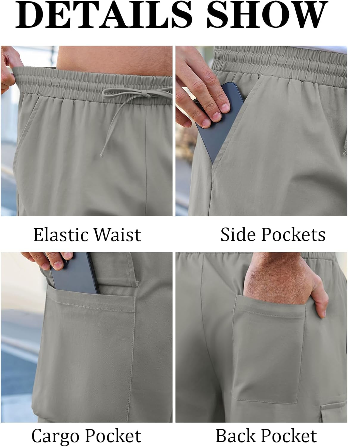 Runcati Mens Cargo Shorts Chino Cotton Drawstring Casual Shorts Summer Twill Outdoor Short Pants - Image 5