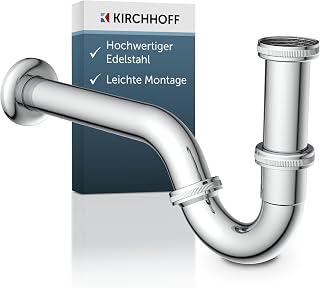 KIRCHHOFF Siphon Bidet, Siphon mit Abflussrohr und Tauchrohr passend für Bidets, Universal Syphon mit Standardanschlussmaßen 1 1/4" und 32mm, 988440113