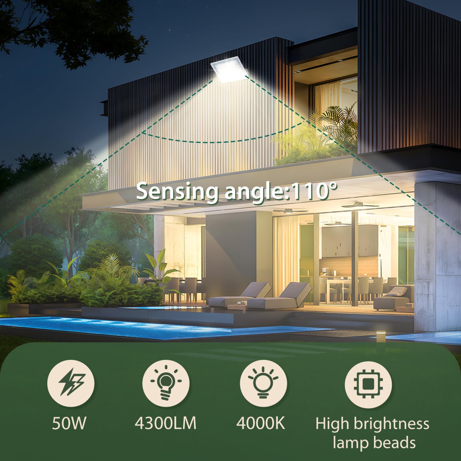 Aigostar Foco LED Exterior 50w,4300LM Foco Proyector LED,IP65 Impermeable Luz de Seguridad,Natural 4000K Luces led exterior, Para Jardín, Patio,Garaje, Paquete de 4