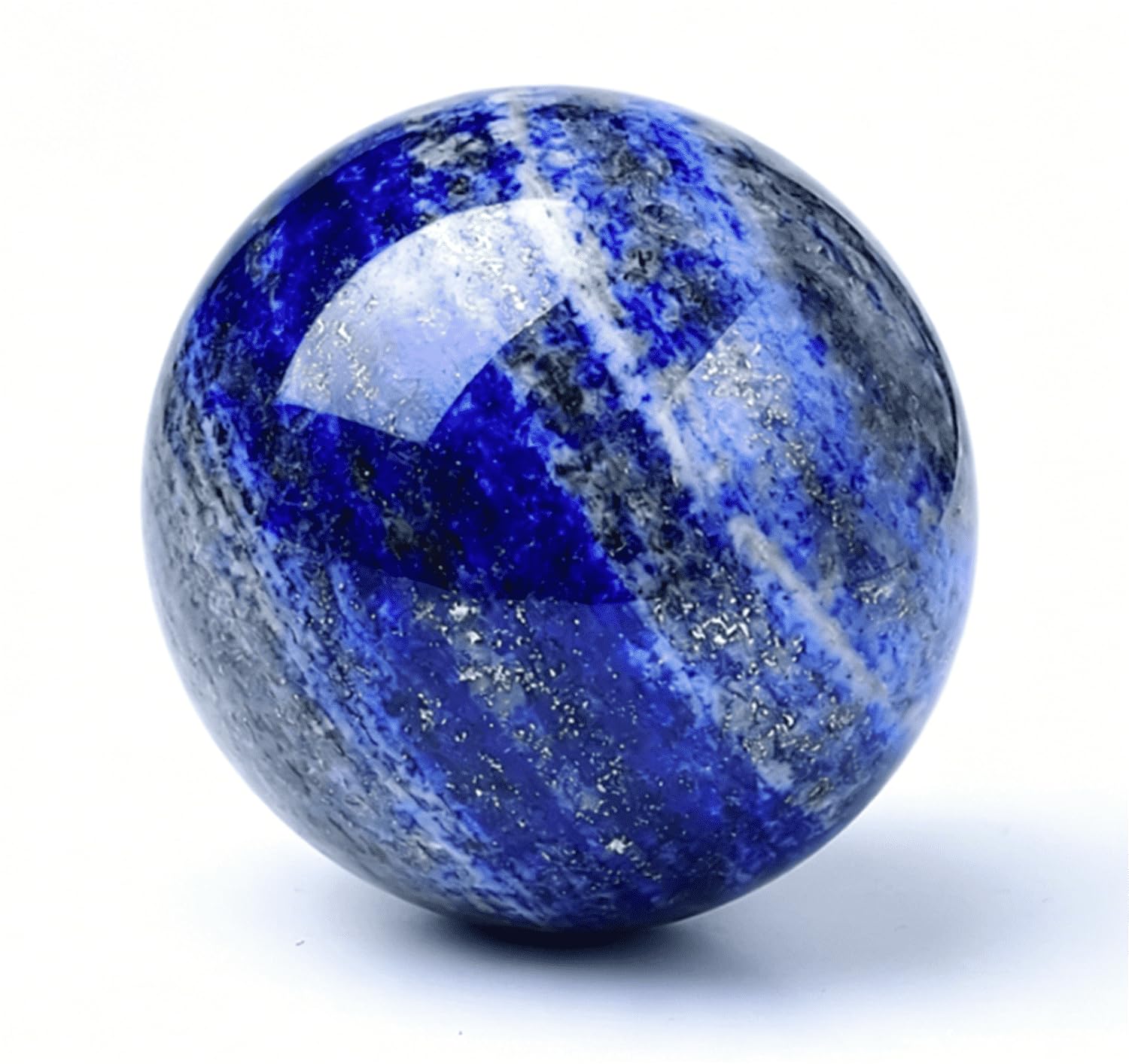 NHDVDVAV Lapis Lazuli Crystal Ball Natural Blue Quartz Healing Crystal Sphere Reiki Energy Stone Crafts, Feng Shui Home Desktop Ornament Gift,5.5~6cm