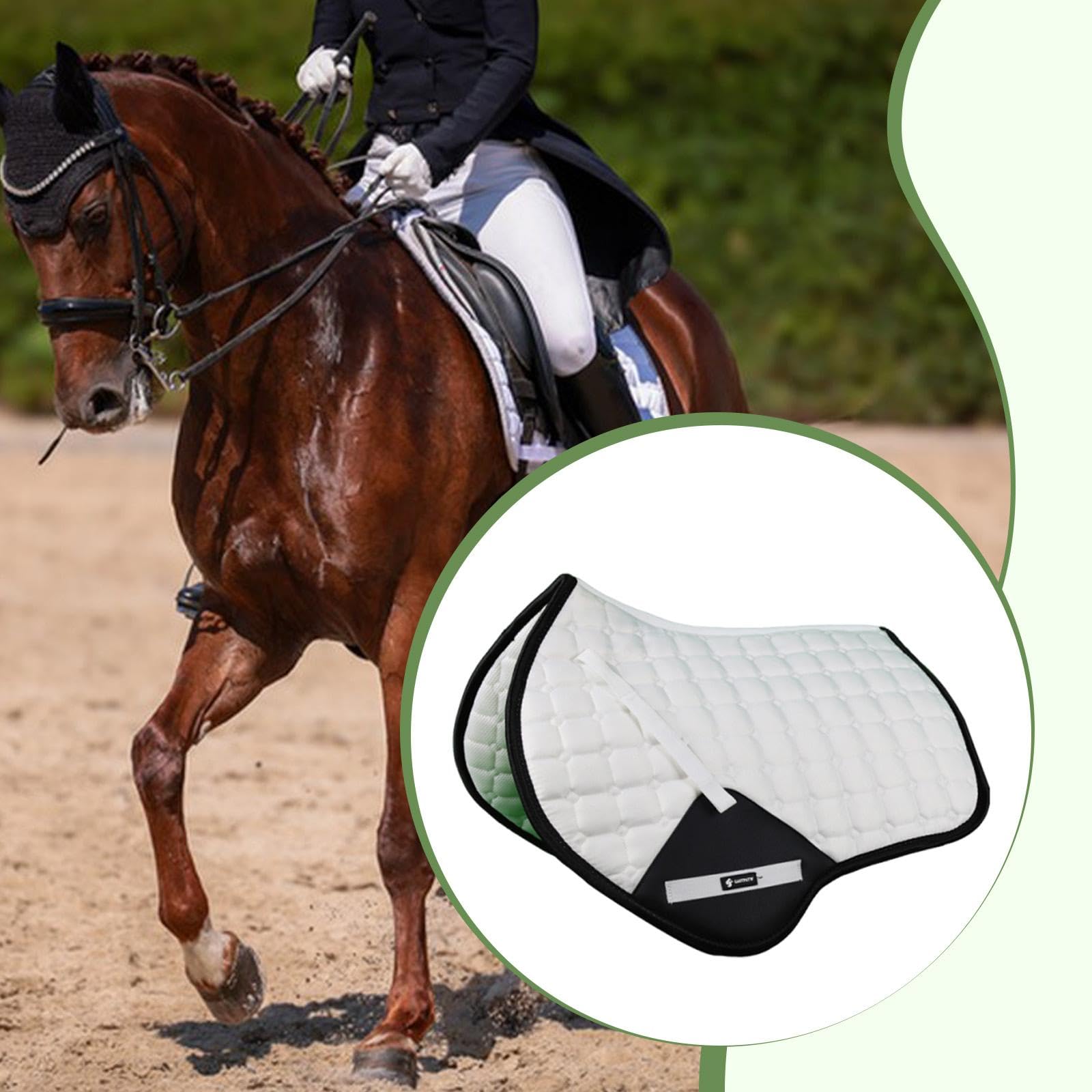 Manta para Caballo Almohadilla de Silla de Montar Cojín Ecuestre Antideslizante Absorbente de Sudor de Lona Adecuada para Entrenamiento Salto Ecuestre