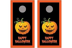 Happy Halloween Pumpkin Cornhole Board Decal Wraps
