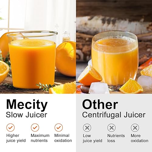Miniatura 2 de Mecity Pequeño Juicer frío de la prensa exprimidor lento que mastica el Juicer para las verduras y las frutas, jugo puro ninguna pulpa, 120V,