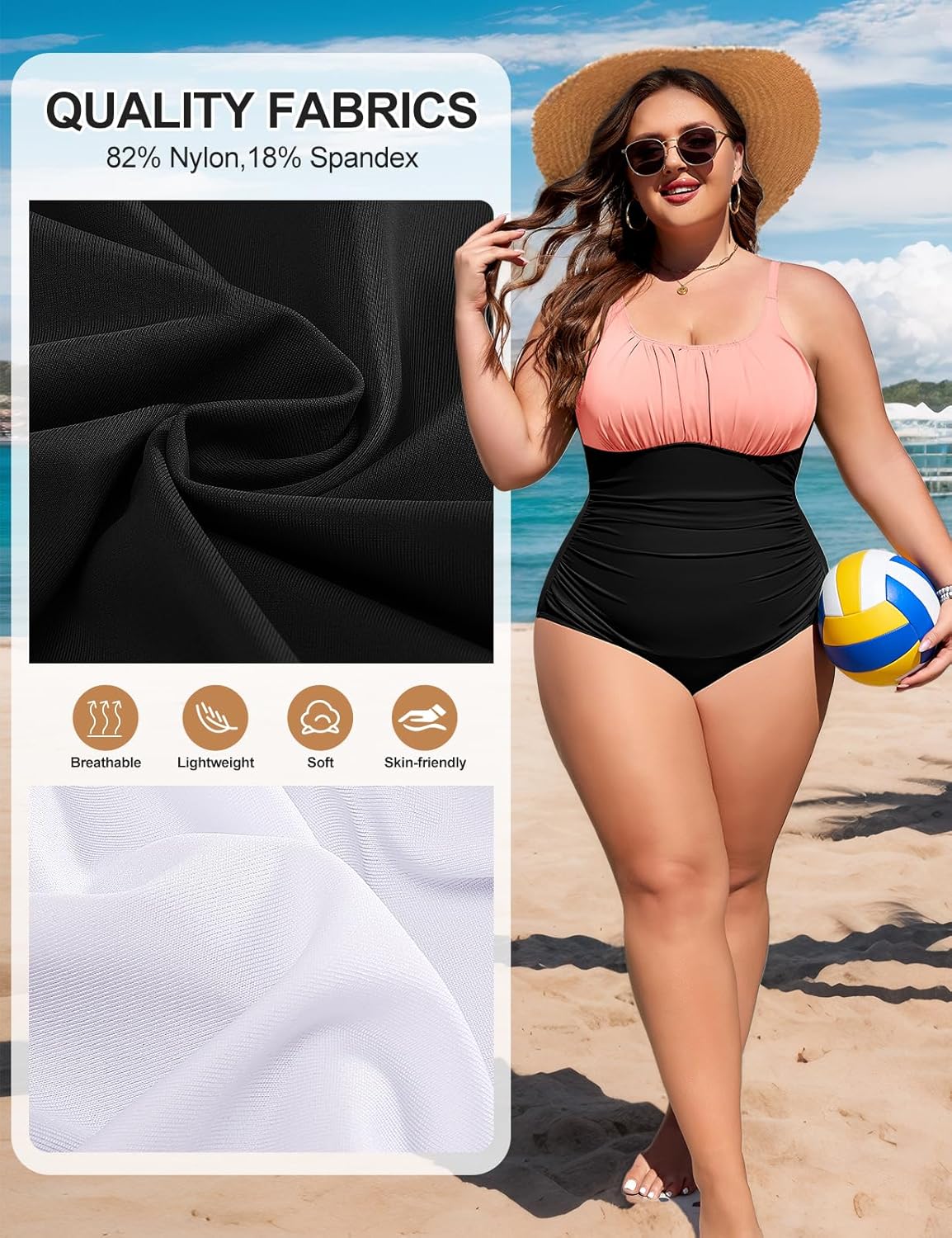Plus Size Bathing Suit for Women Tummy Control Swimsuit One Piece Swimsuit Ruched Cute Swimsuits Vintage Swimwear 2026 - Image 5