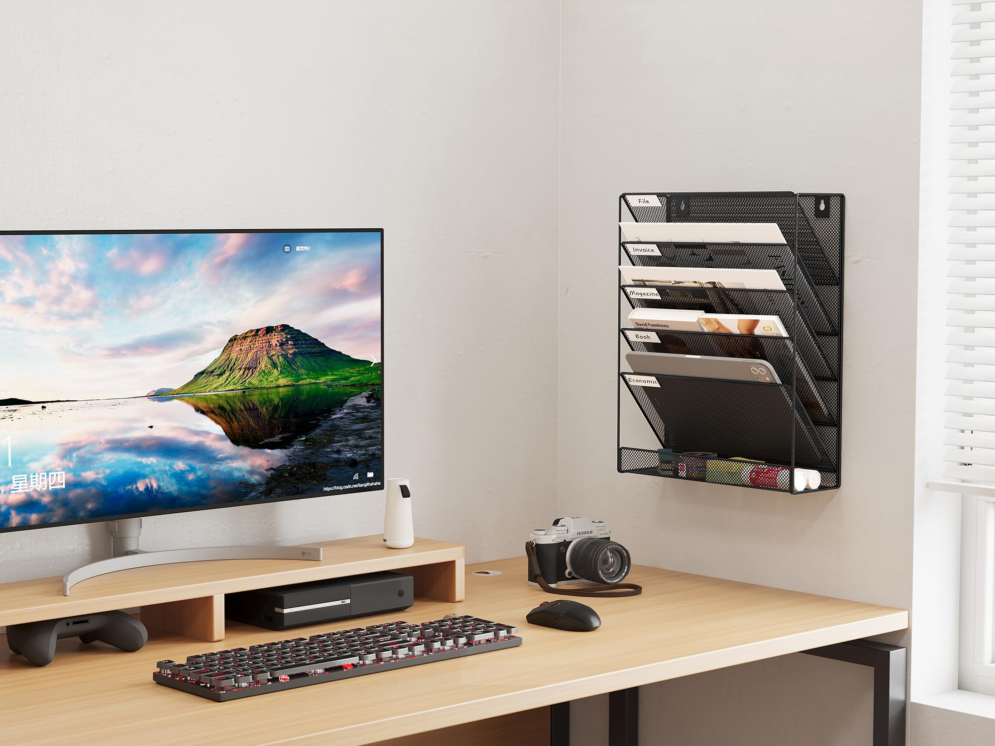 EasyPAG Métal Porte Document Mural A4 Organisateur de Bureau Range Papier Noir