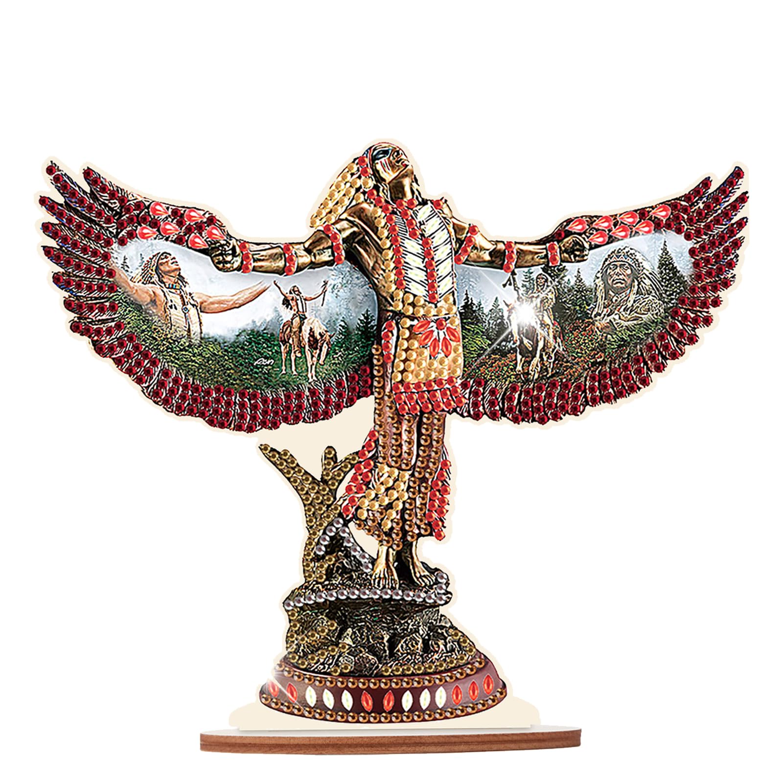 JISHSHAY Diamond Art Desk Ornaments Indian Warrior Diamond Painting Desktop Decoration Gem Art Table Top Decorations Gem Painting Table Ornaments Mosaic Kits for Adults Embroidery Kit Desk Top Kits — image 1