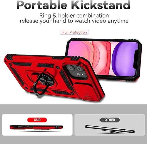 Miniatura 5 de Funda para iPhone 11, con cubierta para lente de cámara, protector de pantalla HD, grado militar anillo de montaje en coche con soporte híbrido de