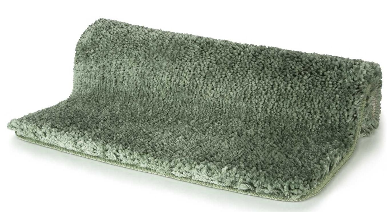 Spirella Highland Mikrofaser-Badematte – rutschfest, schnelltrocknend und waschbar – 100% weiches und strapazierfähiges Polyester – Basilikumgrün – 60 x 90 cm