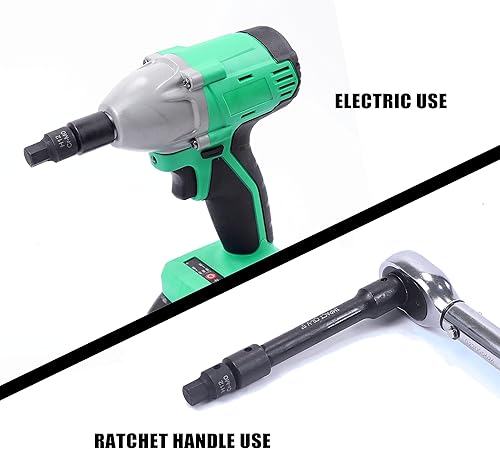 Miniatura 5 de SEKETMAN Juego de 16 unidades de accionamiento hexagonal de bajo impacto de 38 pulgadas, juego de dados hexagonales de impacto, SAEmétrico, 14