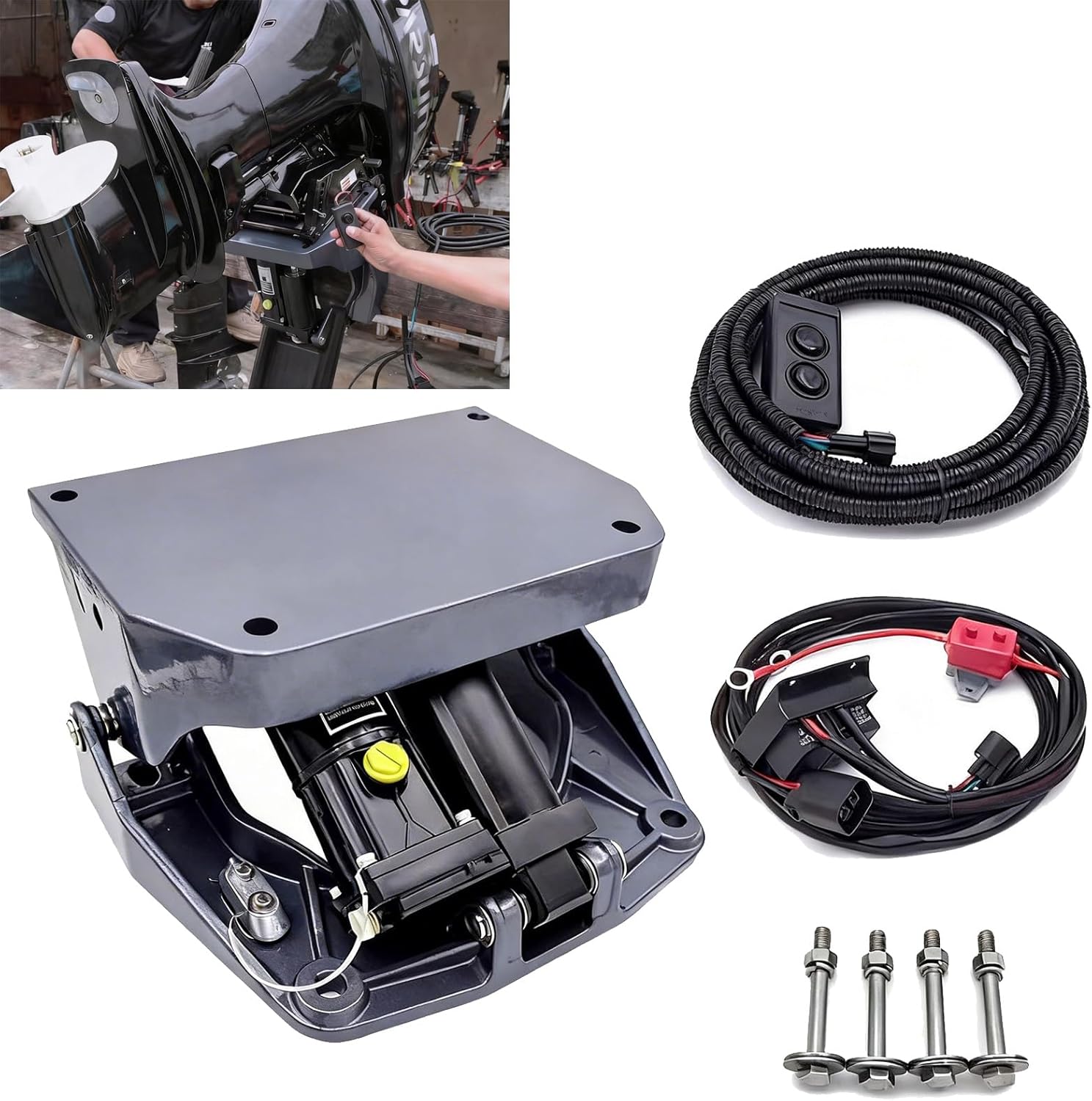 Outboard Hydraulic Suspension Motor Lift Compatible with Mercury Yamaha Suzuki Honda Parsun Hidea Outboard 10-90HP