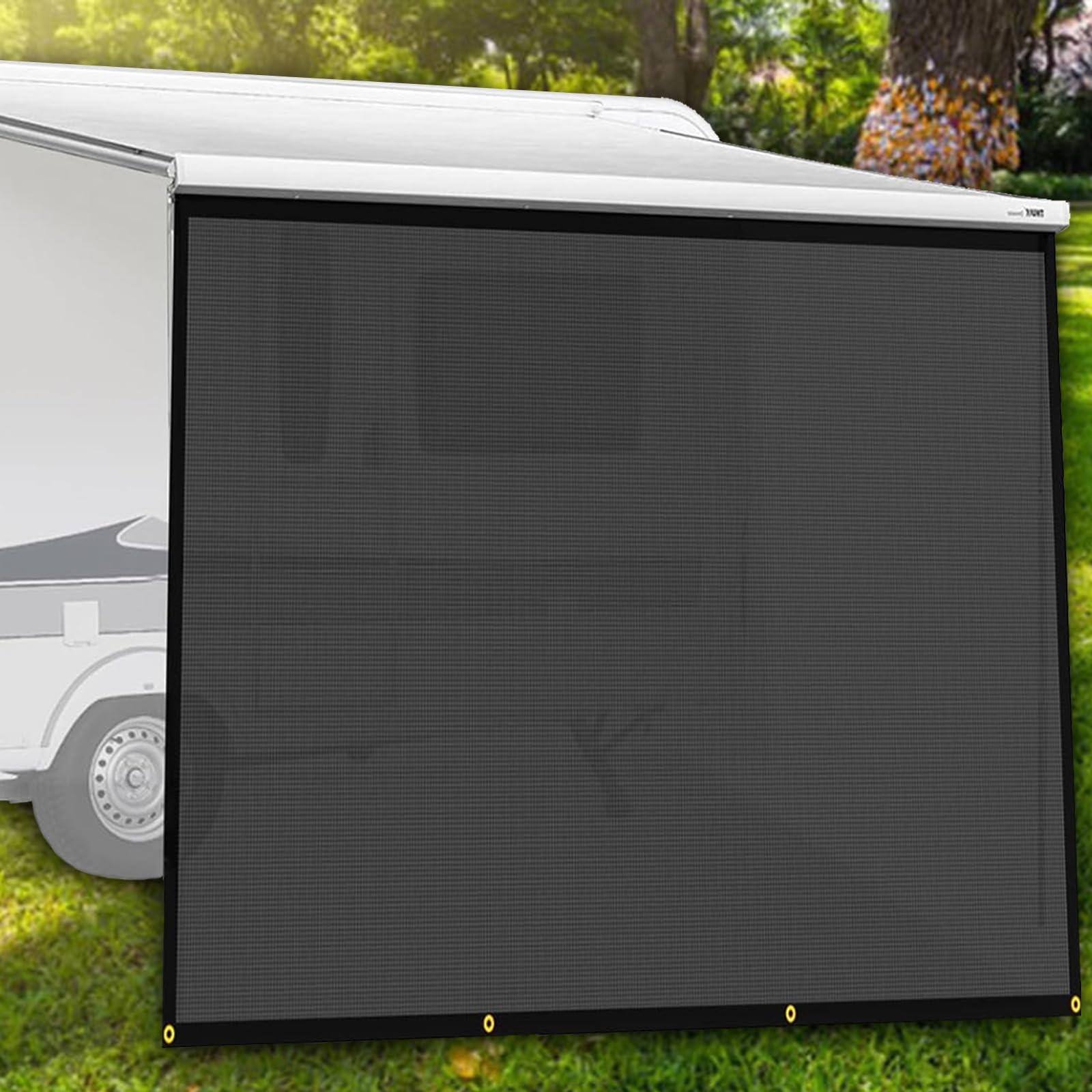 CROSSHIP RV Awning Shade Screen 8' X 15' 3'' (Fit for 16' Awning) - RV Awning Sun Shade Screen for Motorhome Travel Trailer Camper UV Sun Blocker Canopy with Complete Kits, Wind Protection, Shade