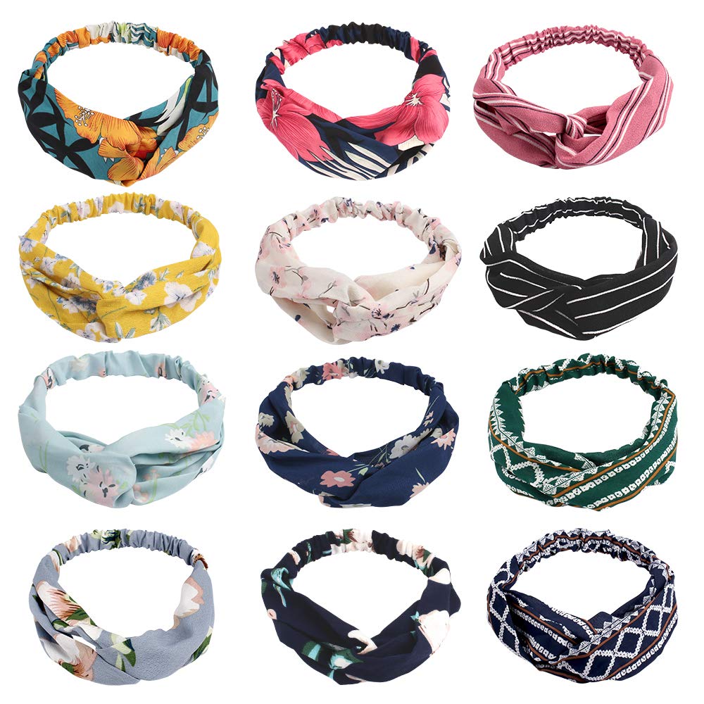 Canitor 12 Pack Turban Headbands for Women Boho Headbands