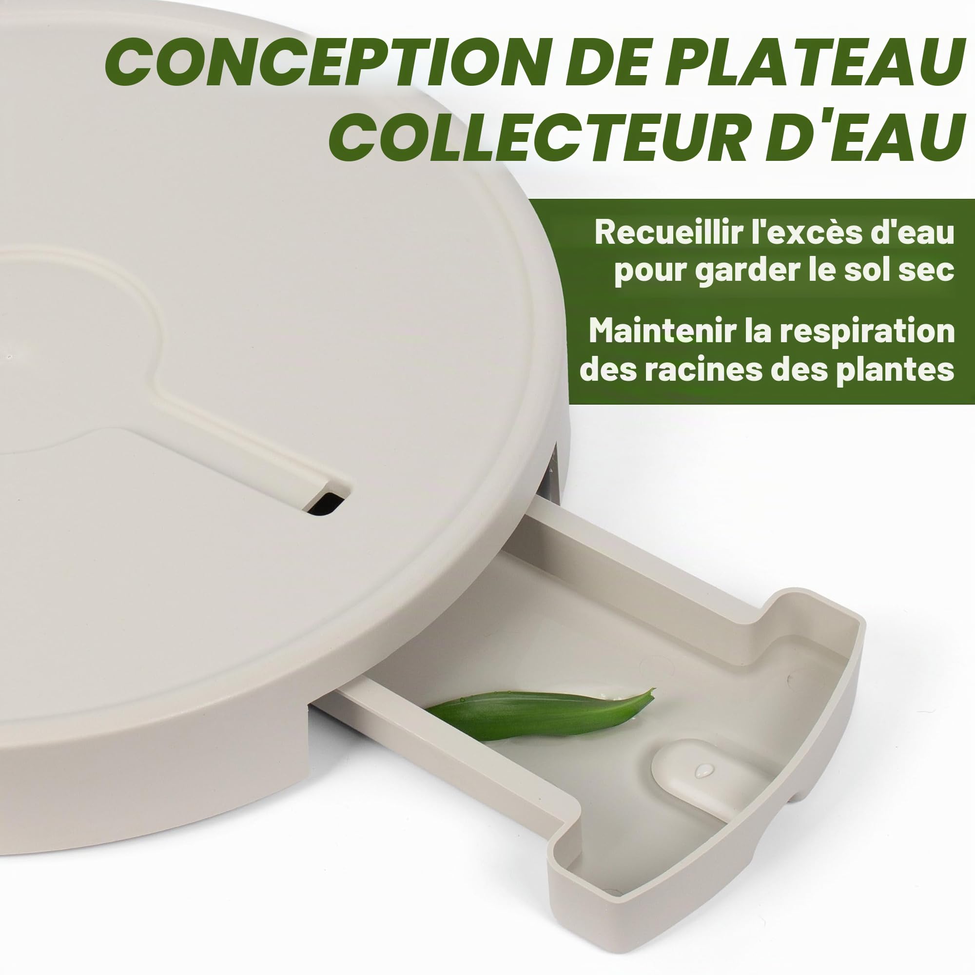 Support pour plantes avec roulettes invisibles pour jardin intérieur/extérieur 370 mm Blanc laiteux Capacité de poids maximale 200 kg (2 pièces)