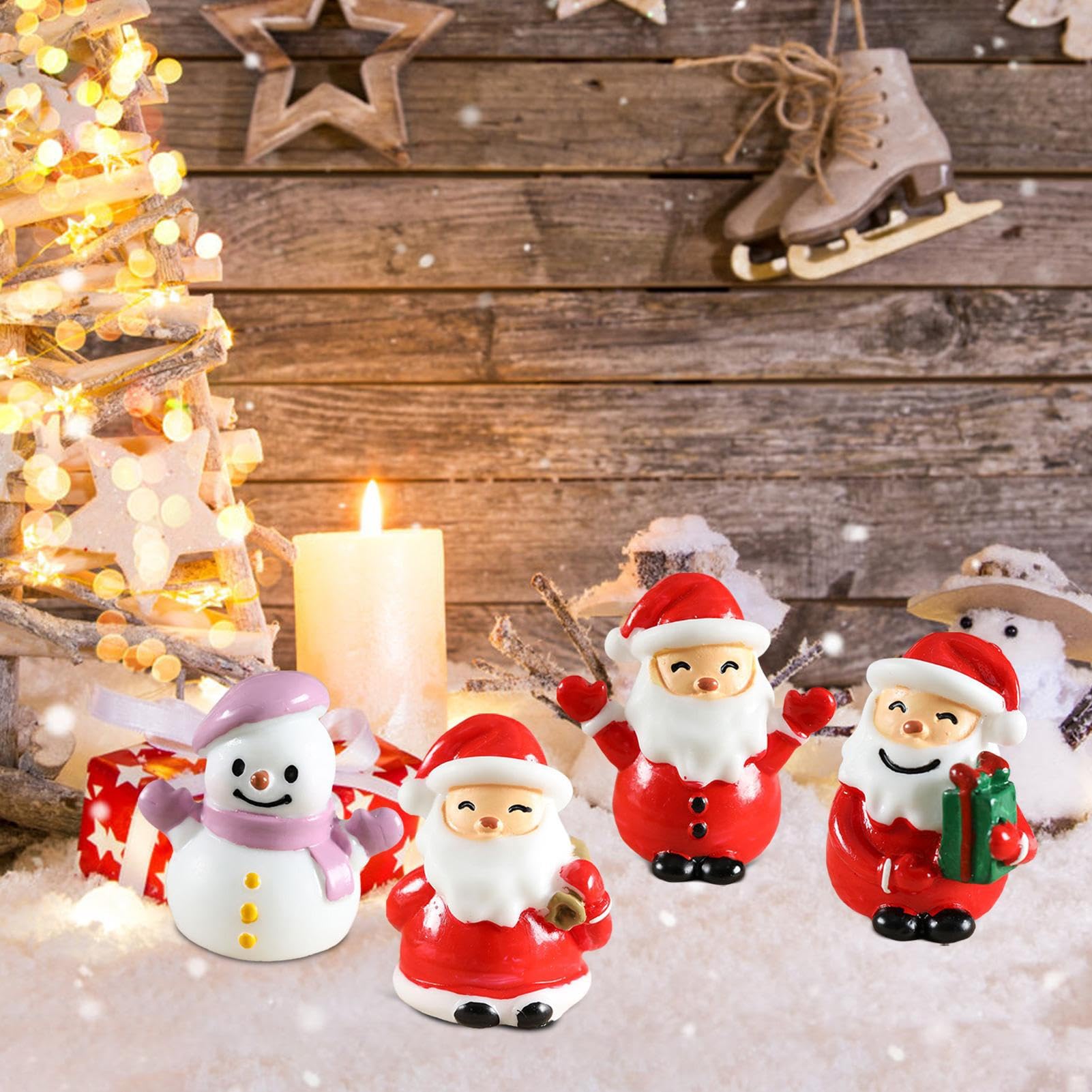 Amazon.co.jp: ミニクリスマスサンタの置物,4 ピース/セット樹脂製の