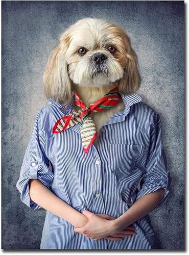Miniatura 1 de TITINGLUCK Lindo retrato de perro Shih Tzu con ropa humana, póster e impresiones de pared para decoración de sala de estar, 31 x 47 pulgadas con