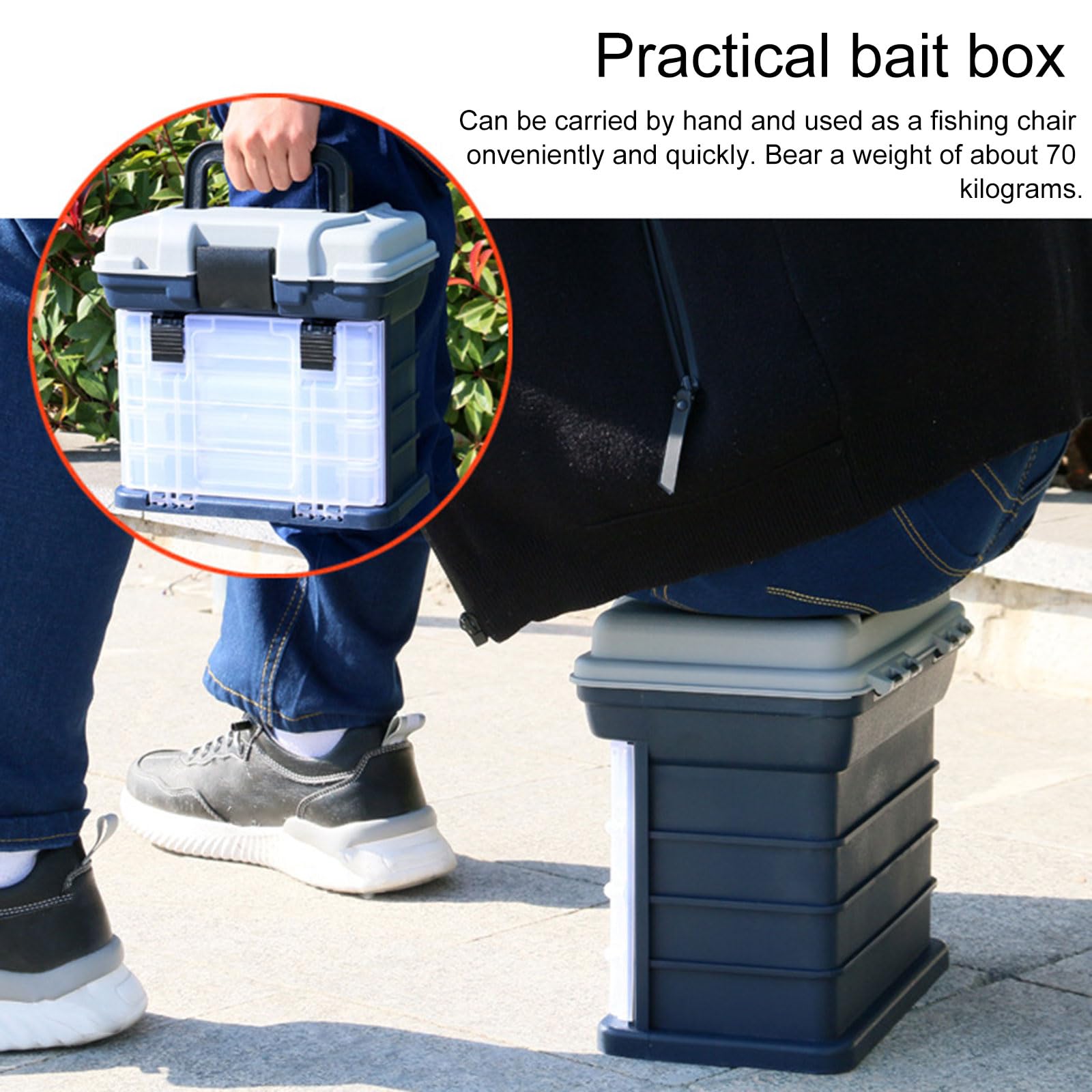 4-lagige Angelgeräte Box, Aufbewahrungsbox für Angelgeräte mit, Werkzeug Organizer Koffer für Zubehör Handbehälter