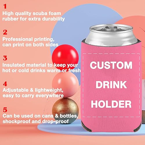 Miniatura 3 de 10 fundas personalizadas para enfriar latas de cerveza a granel, soporte para botella de bebidas con logotipo, imagen, texto, para boda, fiesta de