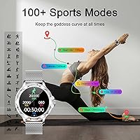 Vista 3 de Reloj inteligente para mujer, reloj de llamadas Bluetooth para teléfonos iOS Android, pantalla táctil redonda, impermeable, rastreador de actividad