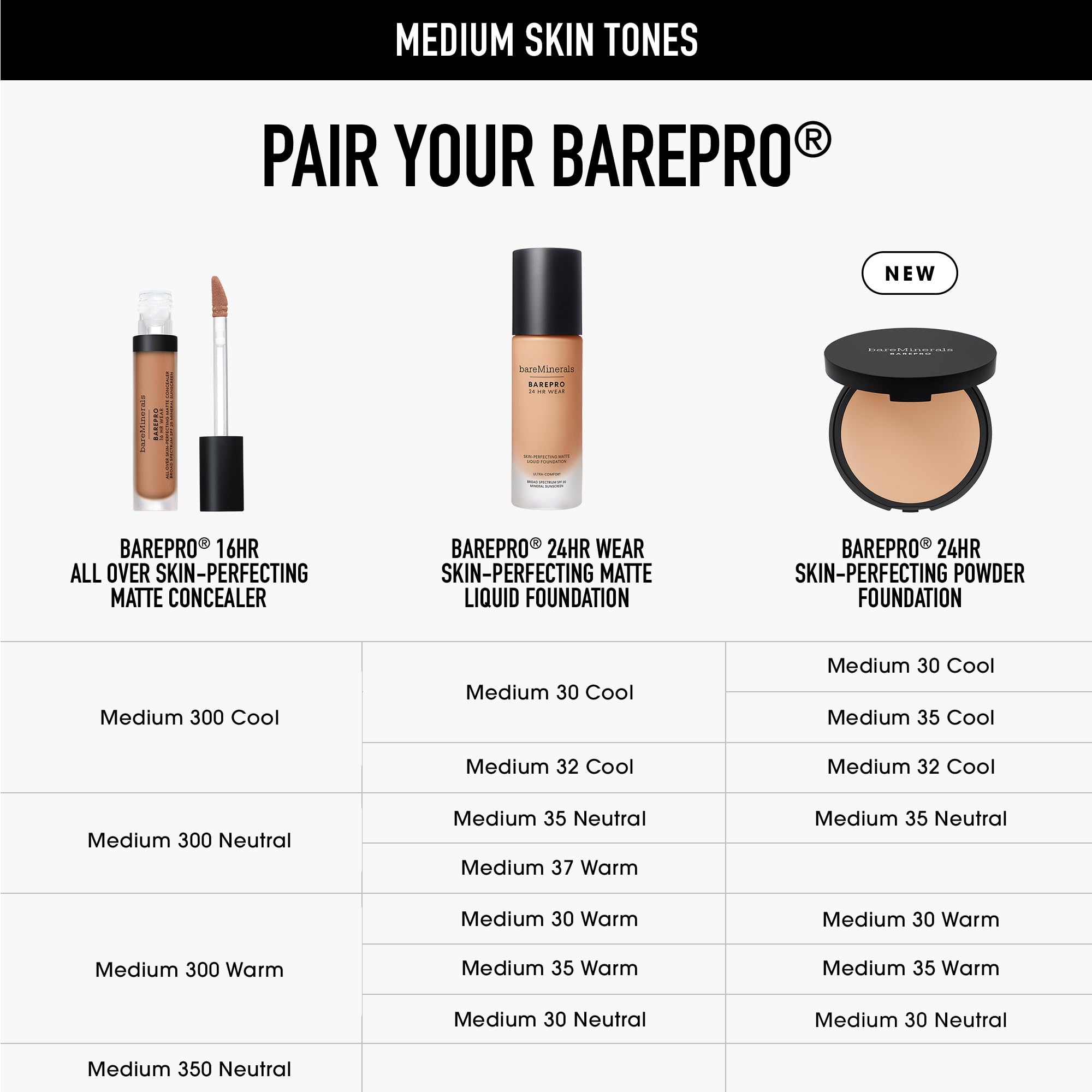 bareMinerals BAREPRO Skin-Perfecting Powder Foundation - Mattierende Kompaktpuder-Foundation mit voller Deckkraft, pflanzlichem Squalan, talkfrei, ölkontrollierend, vegan