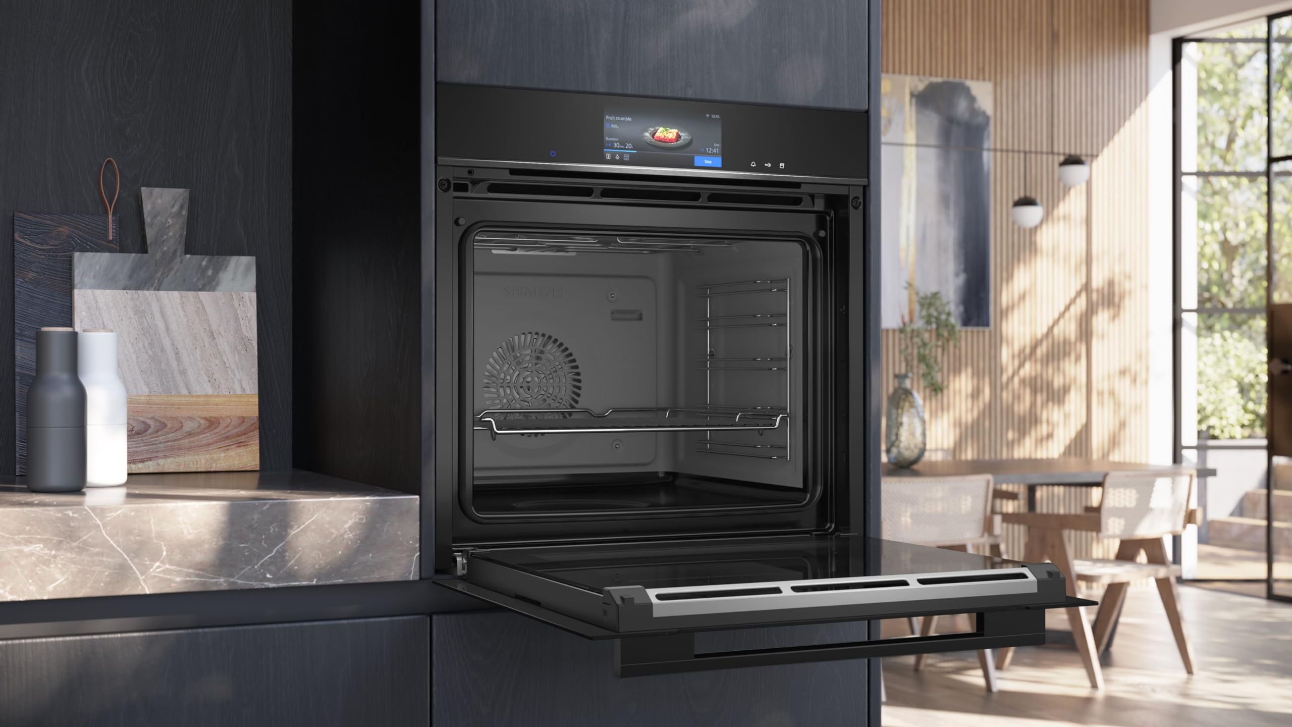 Siemens HS758G3B1 iQ700 Smart Forno a vapore da incasso, larghezza 59,4 cm, humidClean Plus, per una pulizia rapida, assistente per forno con controllo vocale, cookControl Pro, TFT Full Touch Display