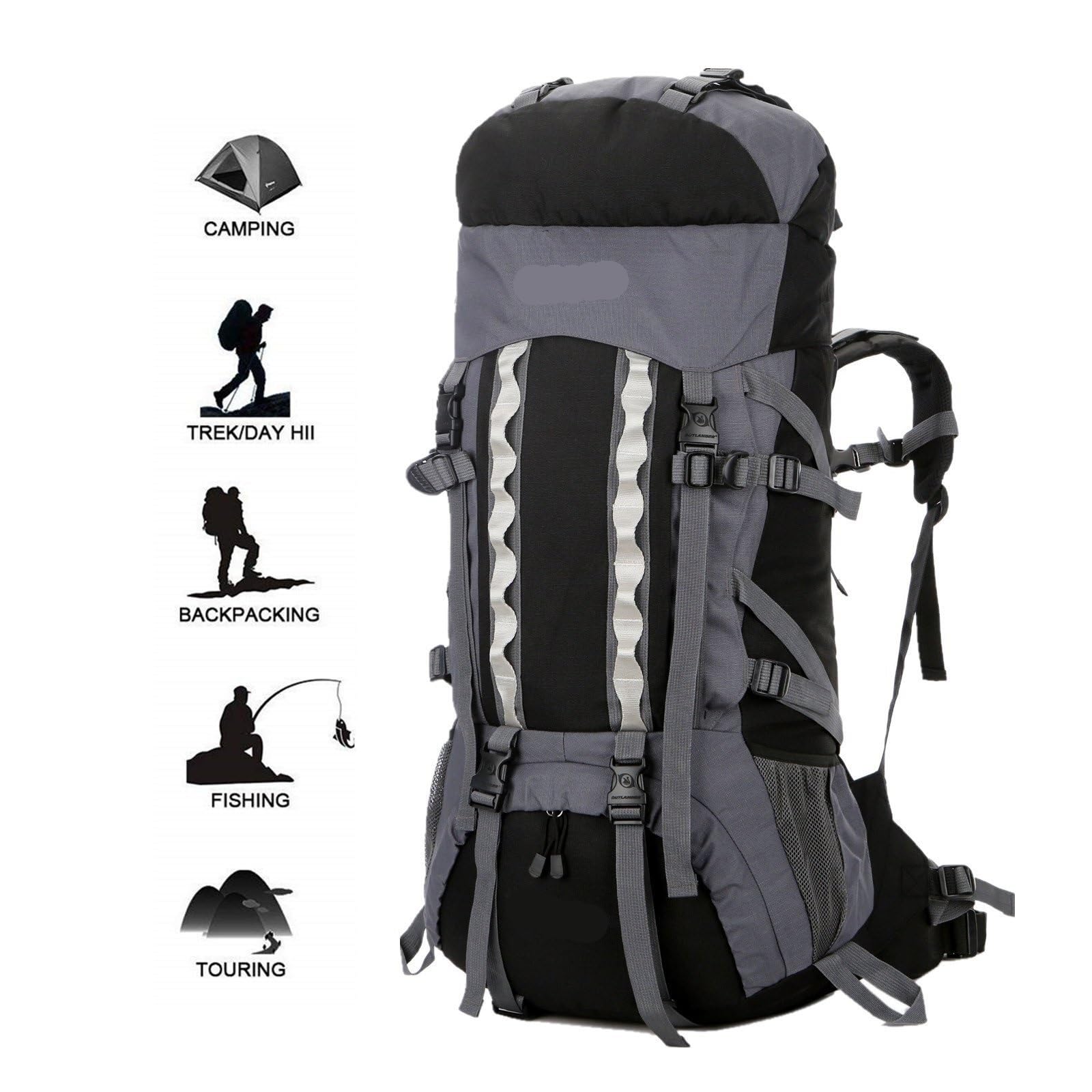 Mochila MontañIsmo Mochilas De 80 L para Exteriores, De Nailon, para Senderismo, Camping Y Montañismo Mochilas Senderismo(Black)